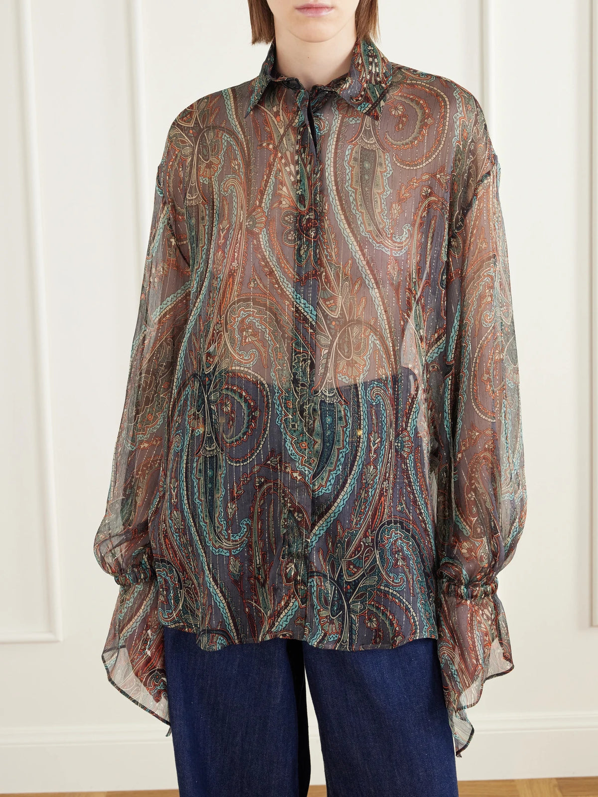 Etro Ruffled Paisley-print Silk-blend Chiffon Blouse