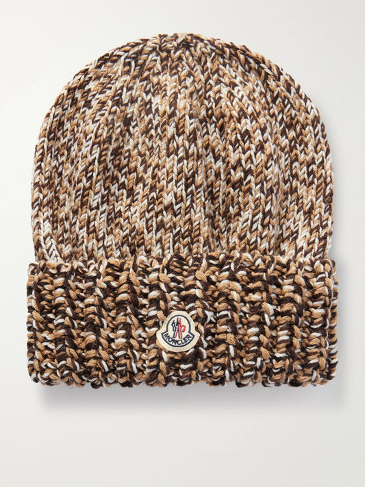 Appliquéd Ribbed Wool Beanie