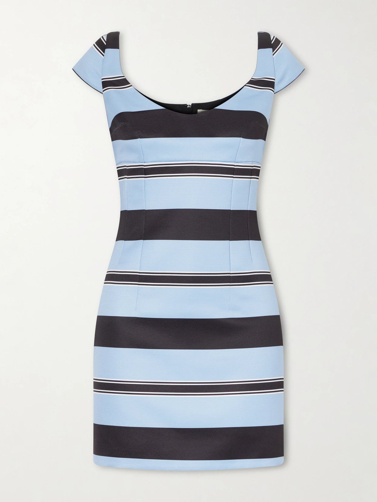 Image of Dresses. Product name - + Manolo Blahnik Eloise Striped Taffeta-faille Mini Dress in Light blue colour by brand - Emilia Wickstead