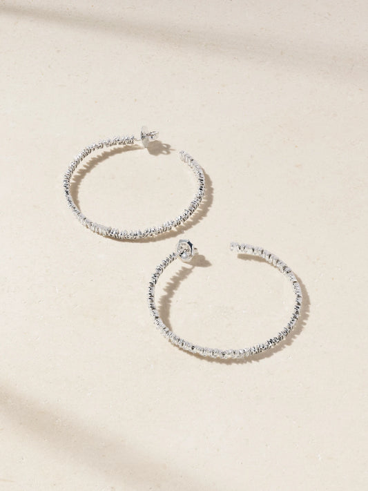 Suzanne Kalan 18-karat White Gold Diamond Hoop Earrings