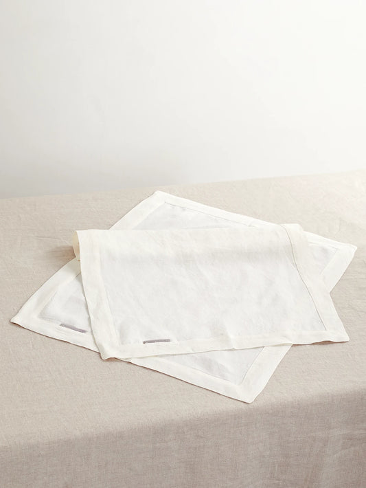 Set Of Two Bead-embellished Linen Placemats