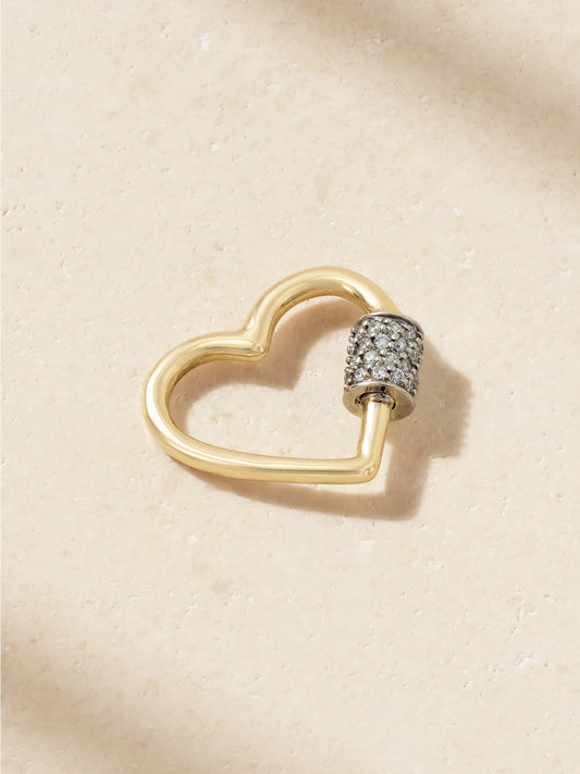 Stoned Baby Heartlock 14-karat Gold Diamond Pendant