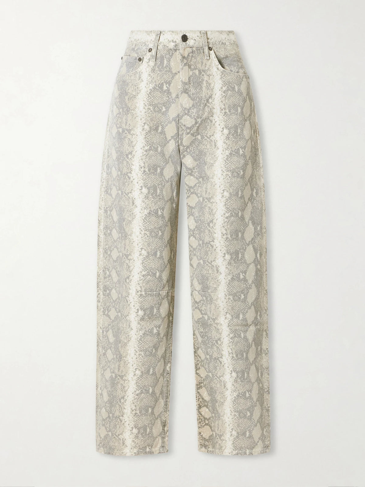 Miro Long Snake-print Mid-rise Barrel-leg Jeans