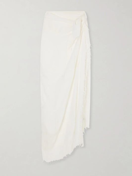 Image of Swimwear. Product name - Monogram Fil Coupè Scarf in Off-white colour by brand - TOTEME