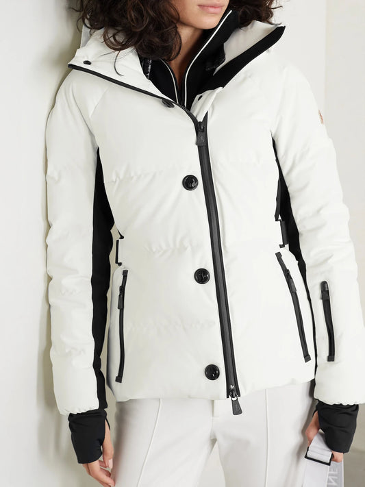 Guyane Hooded Jersey-trimmed Quilted Shell Down Jacket
