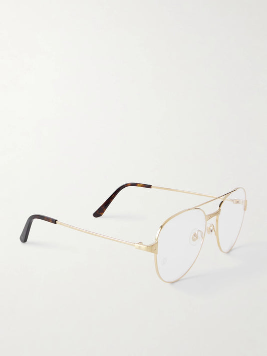 Santos De Cartier Aviator-style Gold-tone Optical Glasses