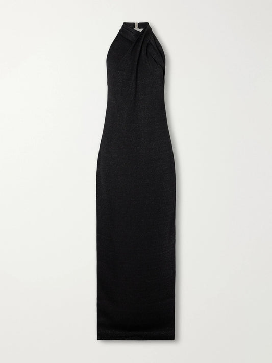 Balmain Draped Knitted Halterneck Gown