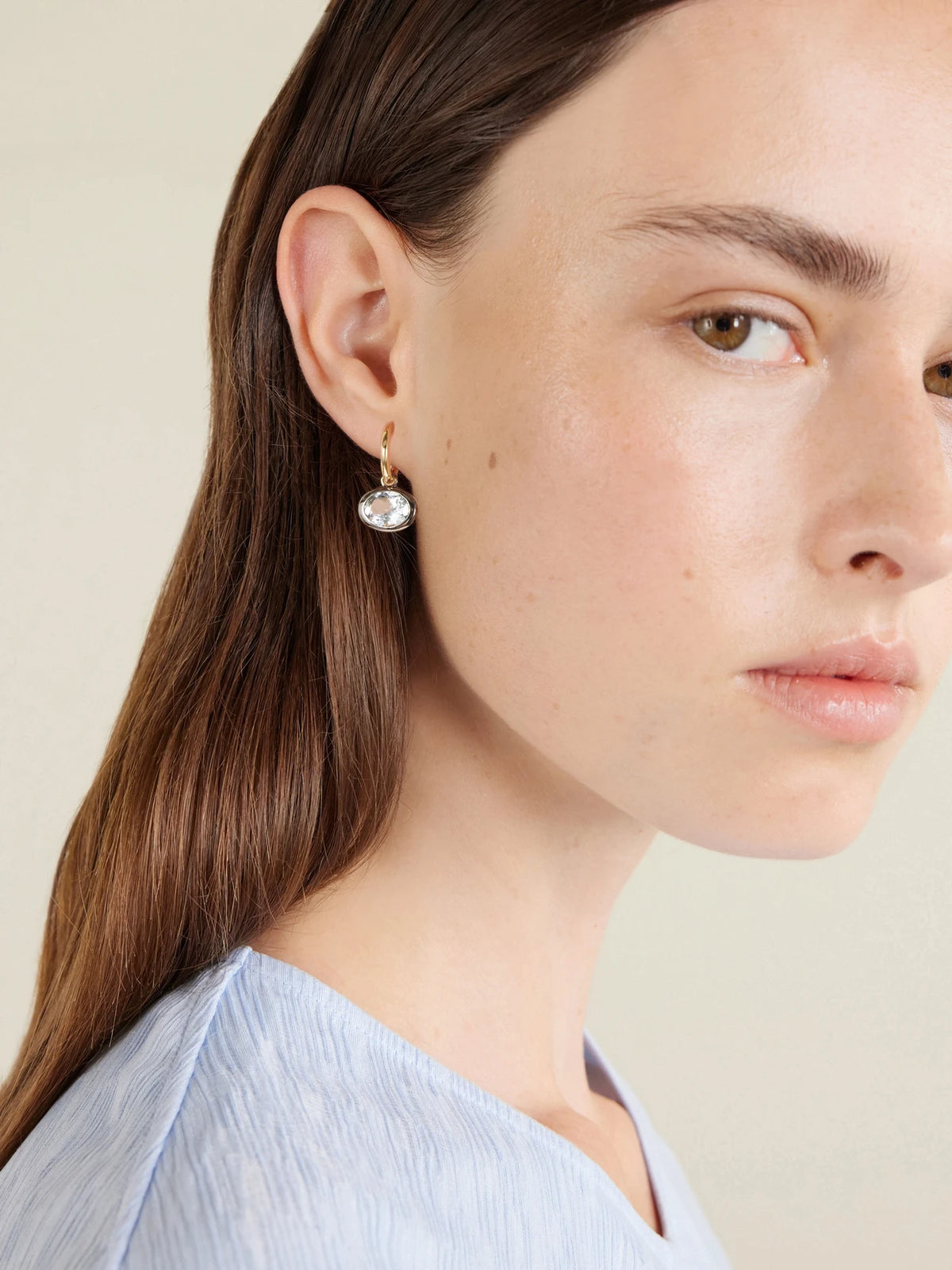 Image of Earrings. Product name - Xl Orbit 14-karat Recycled Gold, Rhodium And Aquamarine Earrings in Blue colour by brand - By Pariah