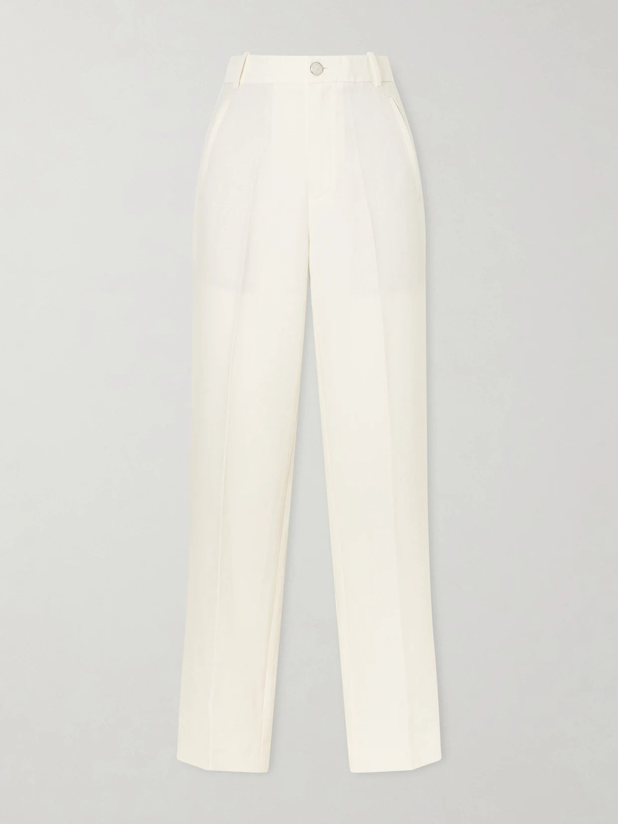Solid Linen Straight-leg Pants