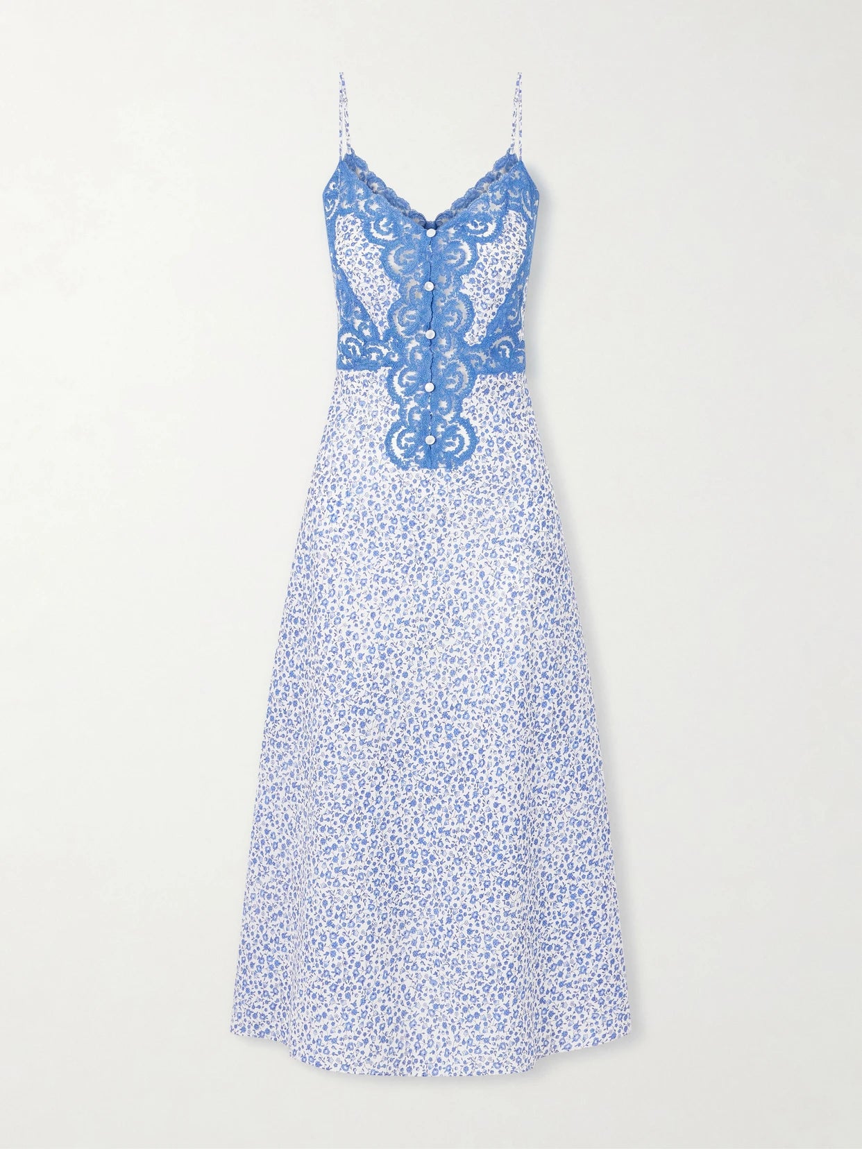 Palmira Floral-print Lace-trimmed Cotton Maxi Dress