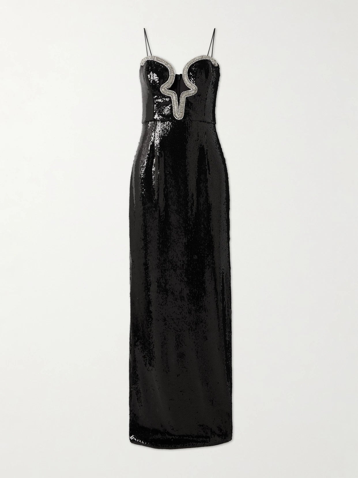 Image of Dresses. Product name - Lyra Cutout Embellished Sequined Stretch-jersey Gown in Black colour by brand - Rebecca Vallance