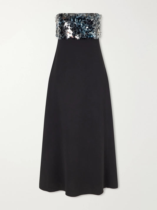 STAUD Phoenix Sequin-embellished Crepe Midi Dress