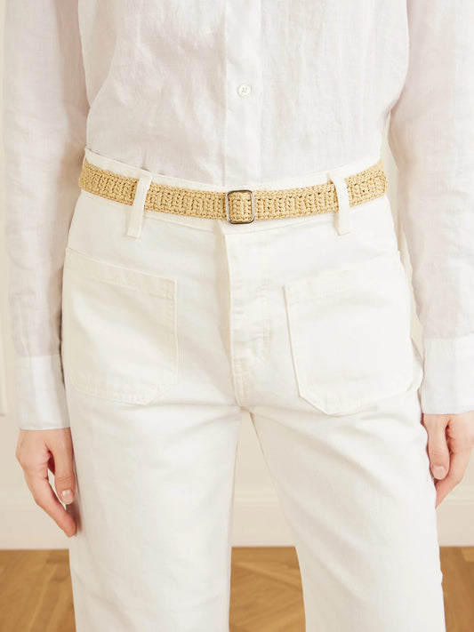 Image of Belts. Product name - Mako Raffia Belt in Sand colour by brand - Déhanche