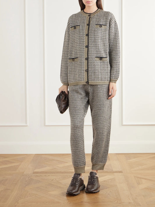 Image of Sneakers. Product name - Shearling-trimmed Leather Sneakers in Dark brown colour by brand - Brunello Cucinelli