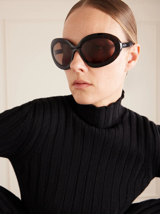 Image of Sunglasses. Product name - Round-frame Tortoiseshell Acetate Sunglasses in Multi colour by brand - Alaïa