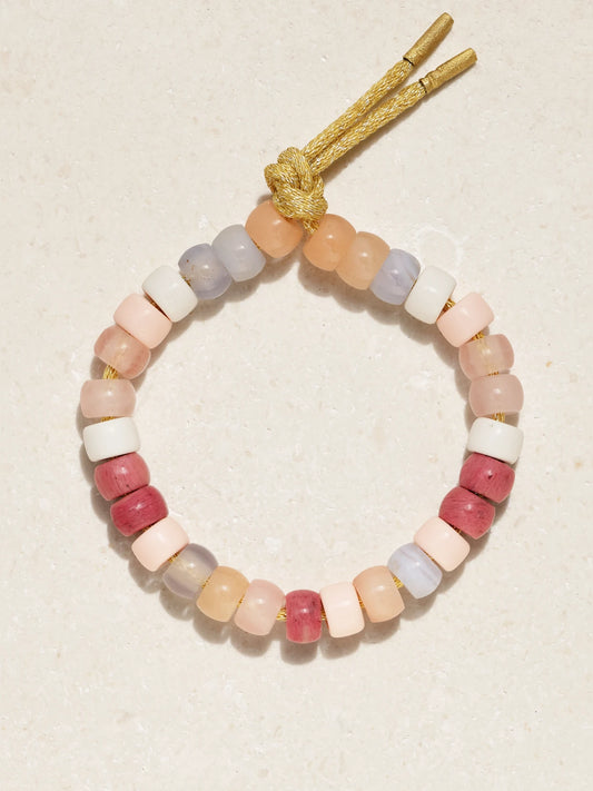 + Loveshackfancy Forte Beads 18-karat Gold And Lurex Multi-stone Bracelet