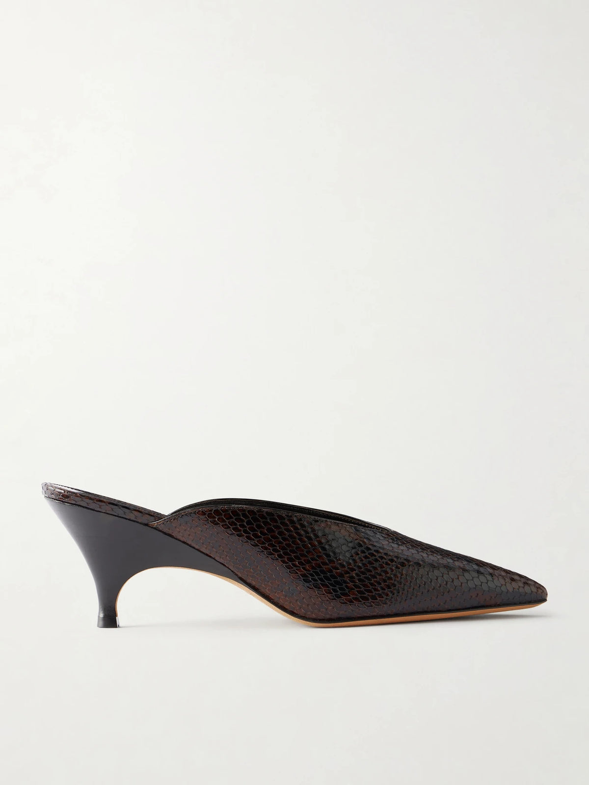 Petra 70 Snake-effect Leather Mules