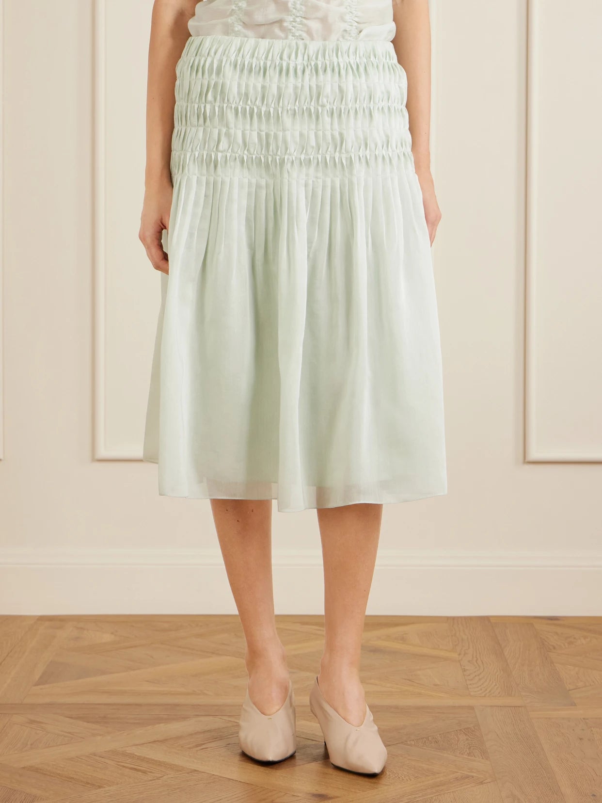 Florence Ruched Lyocell And Silk-blend Skirt