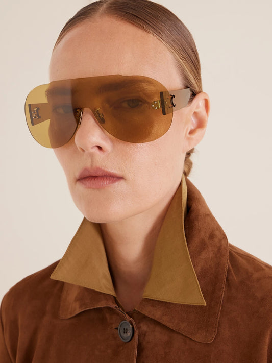 Image of Sunglasses. Product name - Sundown Shade Aviator-style Rimless Sunglasses in Beige colour by brand - CELINE Eyewear