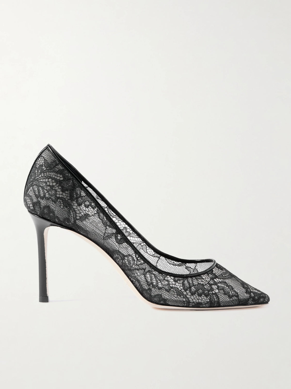 Romy 85 Leather-trimmed Lace Pumps