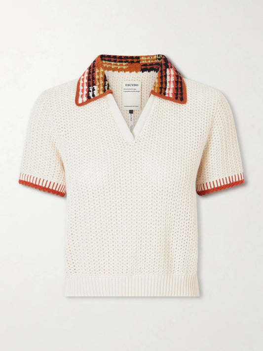 Lauri Crocheted Cotton Polo Shirt