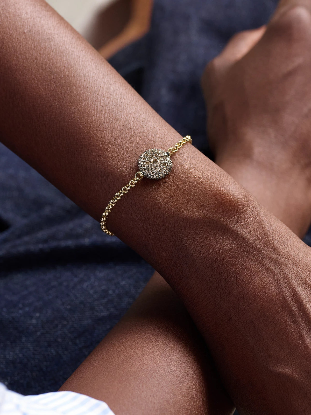 Image of Bracelets. Product name - Pocket Watch Rhodium-plated, 14-karat Gold And Diamond Bracelet in Brown colour by brand - Lucy Delius