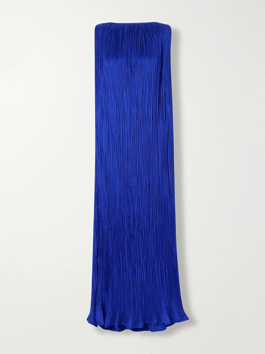 AFLALO Celestia Plissé-satin Maxi Dress