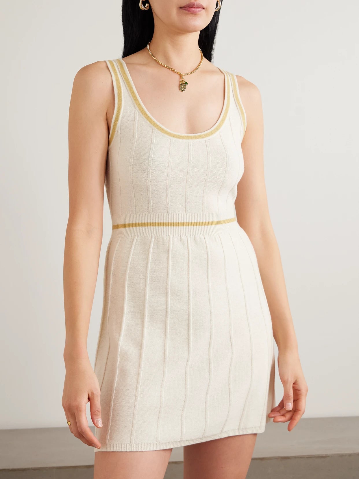 Elite Striped Ribbed Wool And Cashmere-blend Mini Dress