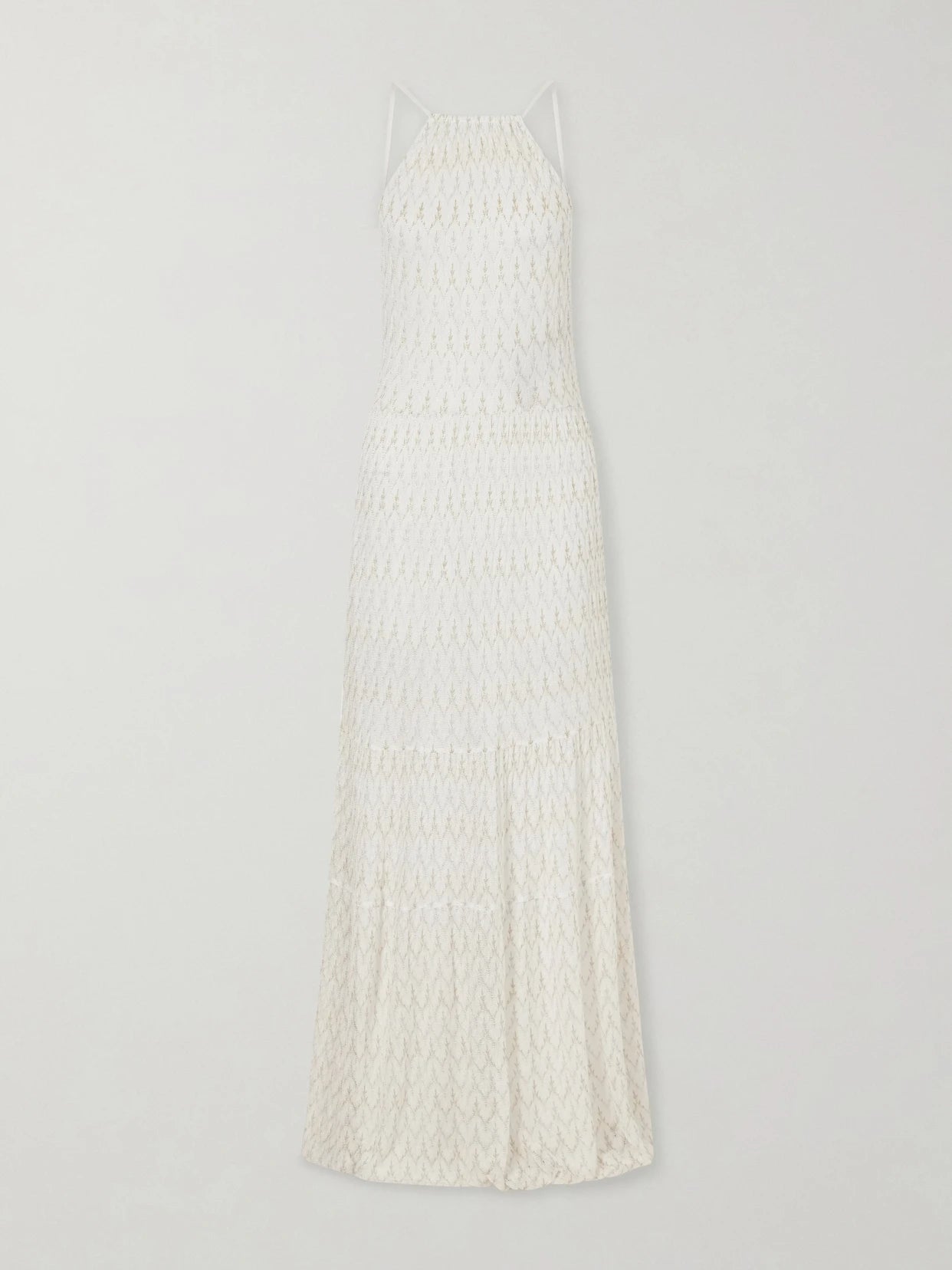 Metallic Crochet-knit Halterneck Maxi Dress