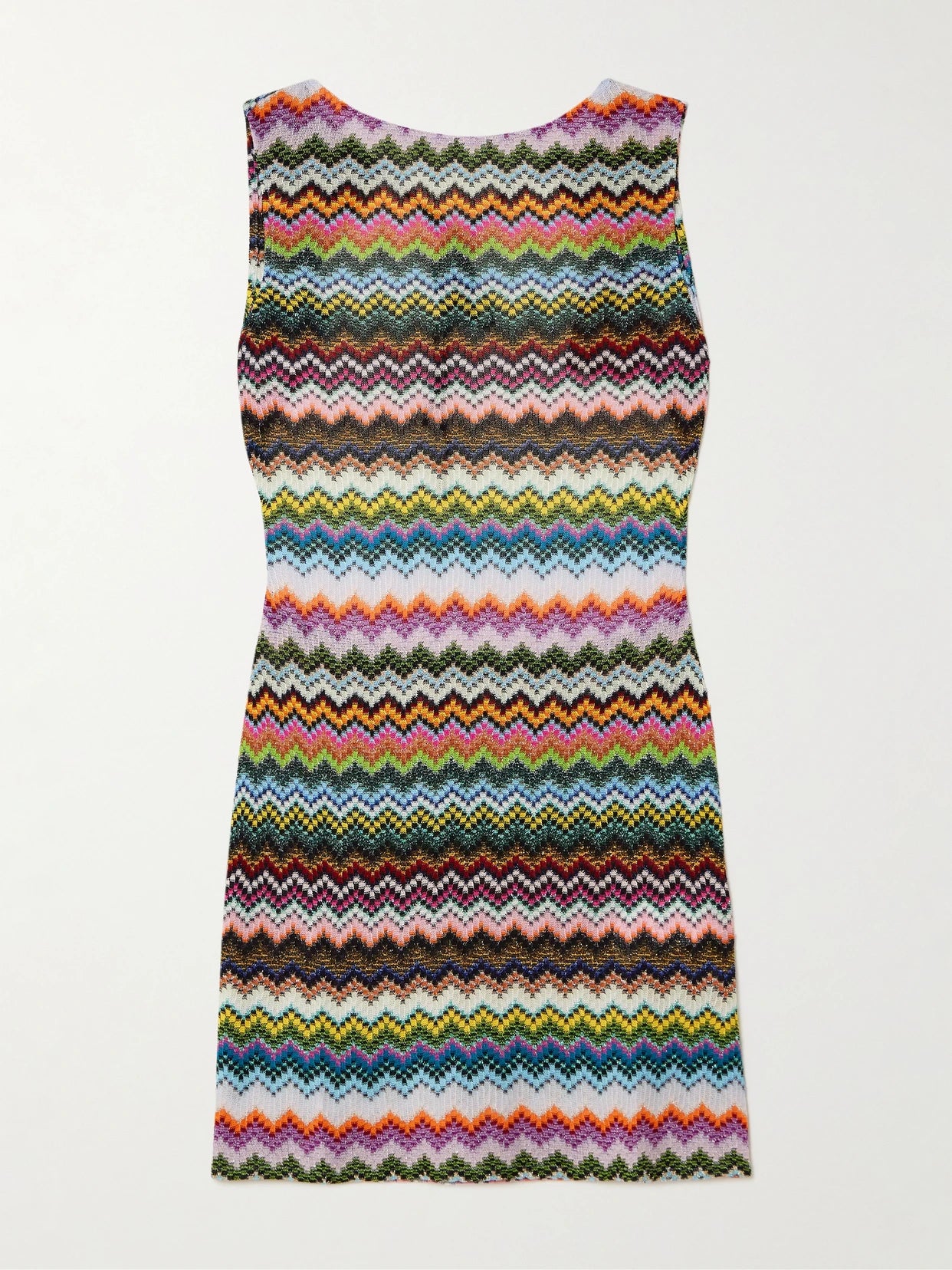 Image of Dresses. Product name - Mare Open-back Striped Metallic Crochet-knit Mini Dress in Multi colour by brand - Missoni