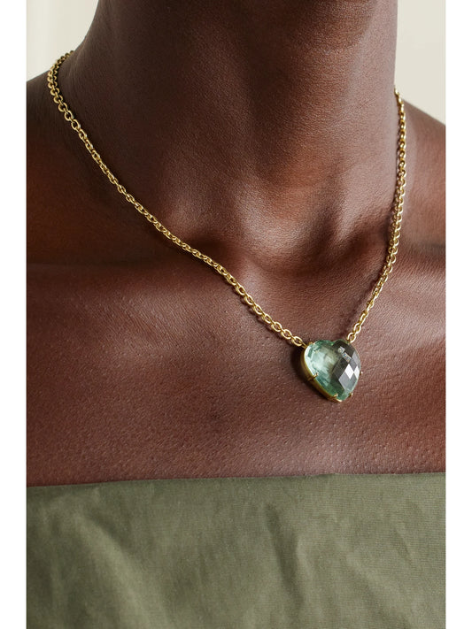 Image of Necklaces. Product name - Love 18-karat Gold Beryl Necklace in Green colour by brand - Irene Neuwirth