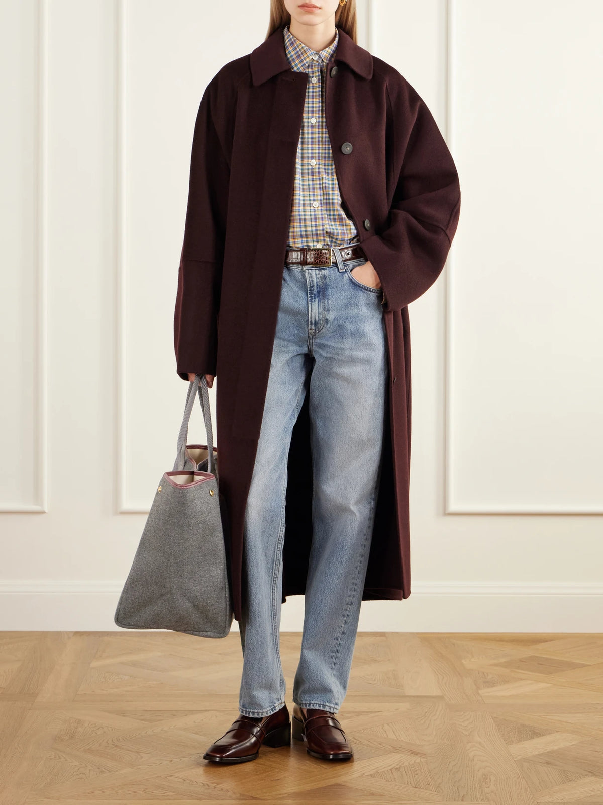 RUE de VERNEUIL Traversée Large Leather And Webbing-trimmed Felt Tote