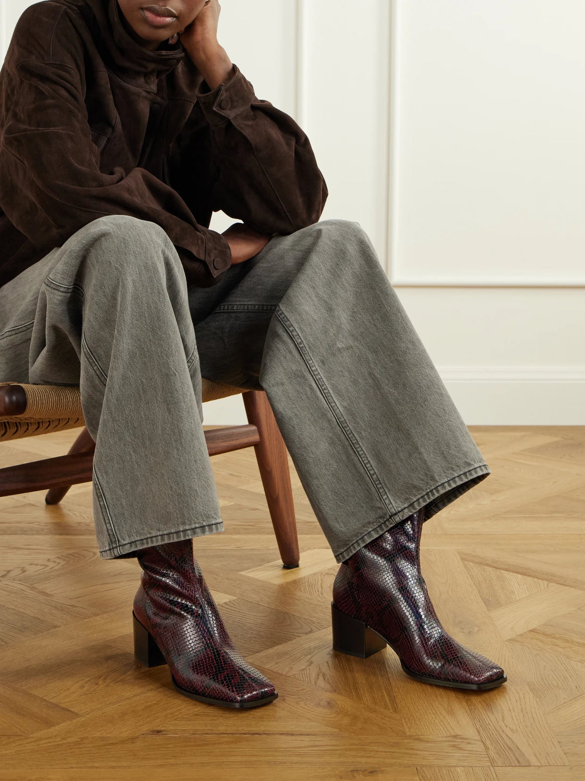Aeyde Amina Sneak-effect Leather Ankle Boots