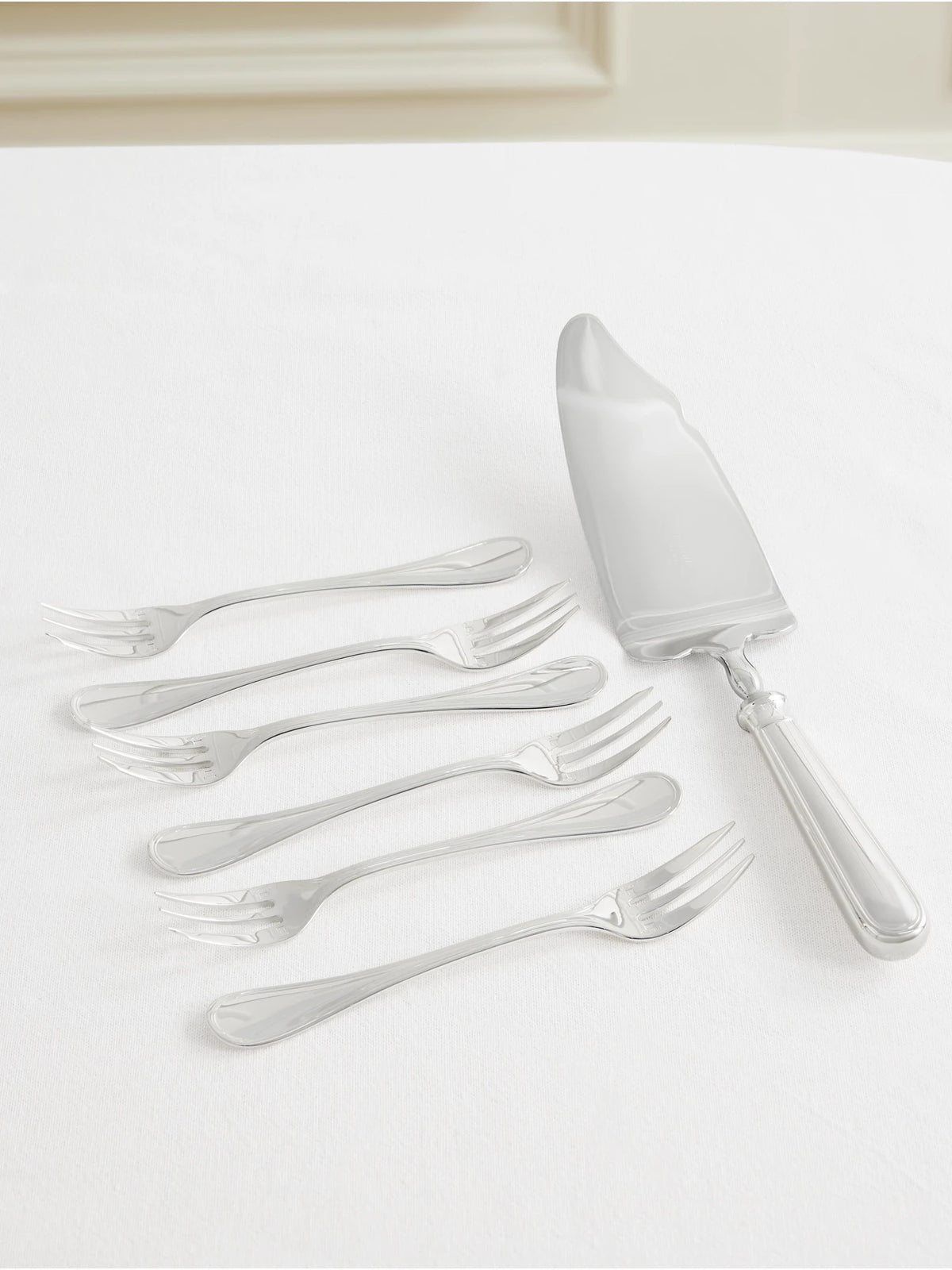 Set Of Silver-plated Cake Server And Dessert Forks