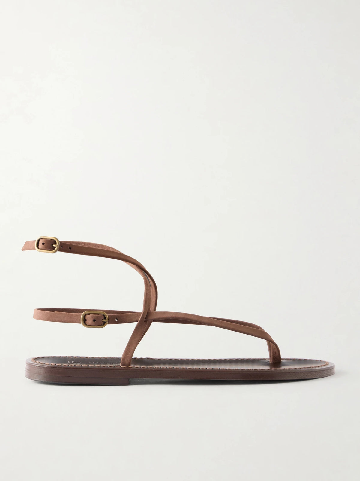 Abako Nubuck And Leather Thong Sandals
