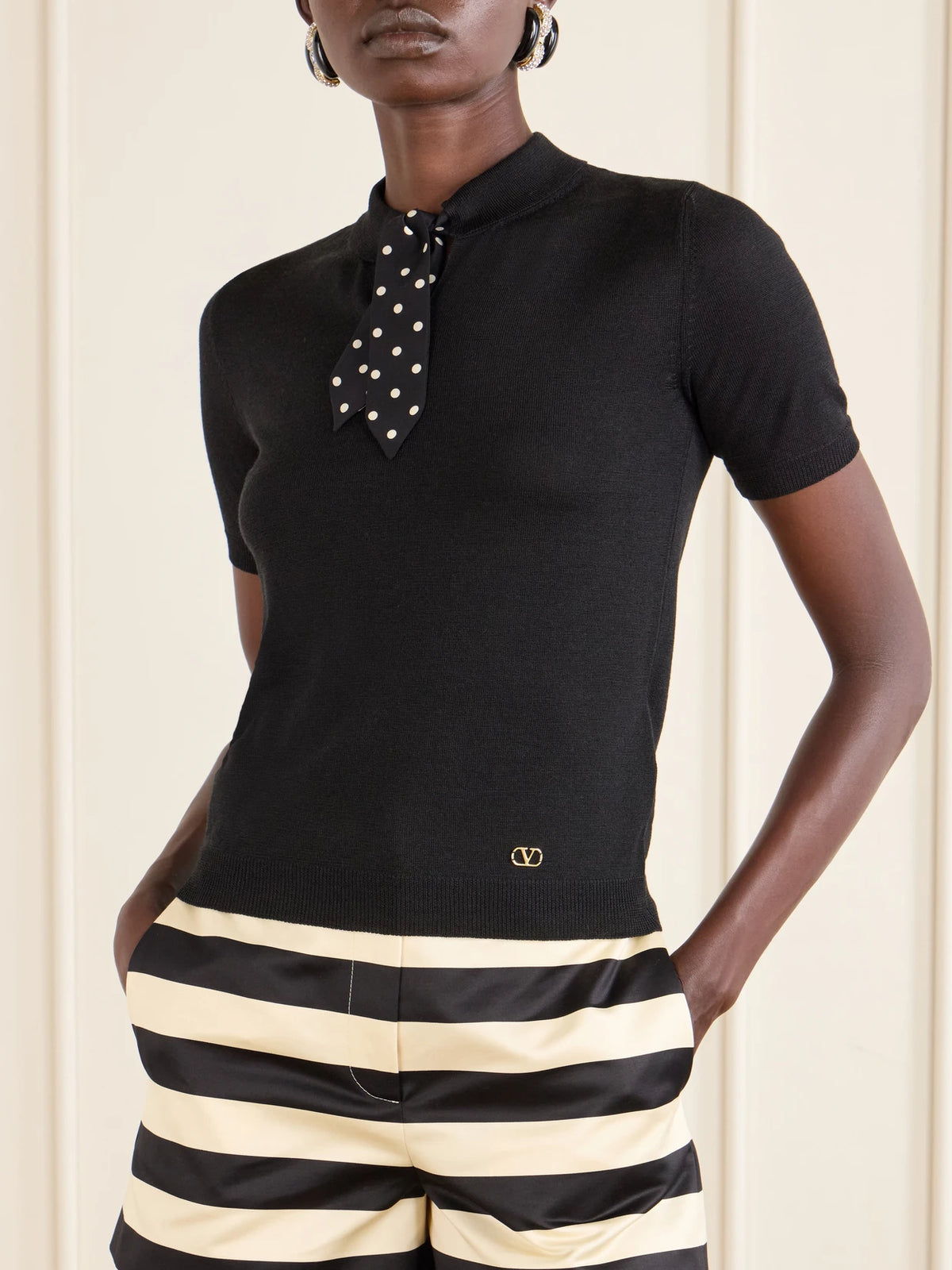 Silk-trimmed Wool-blend Knit Polo Shirt