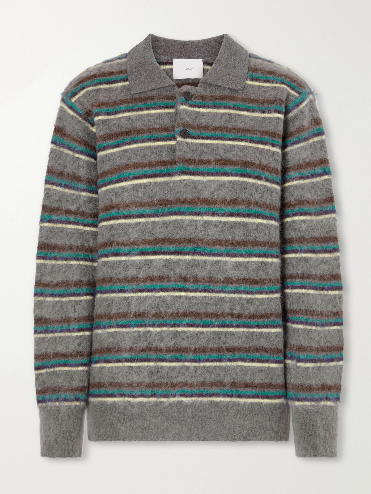 ssstein Striped Brushed-knit Polo Shirt
