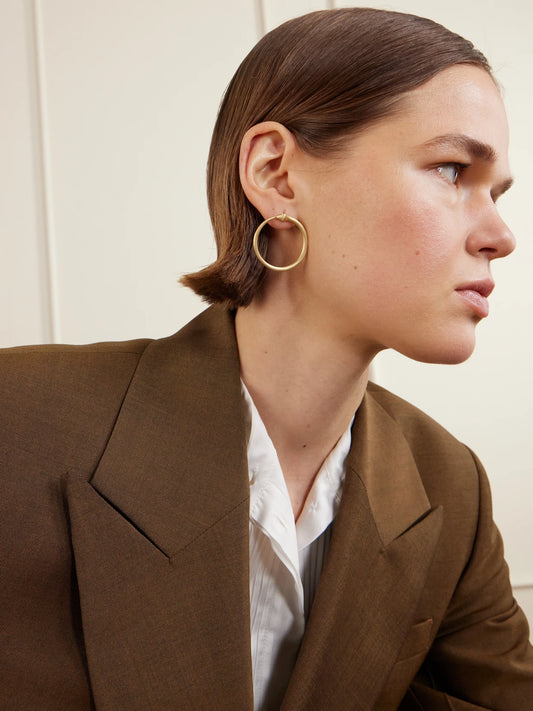 Image of Earrings. Product name - Snake 18-karat Gold Diamond Hoop Earrings in Multi colour by brand - Ileana Makri