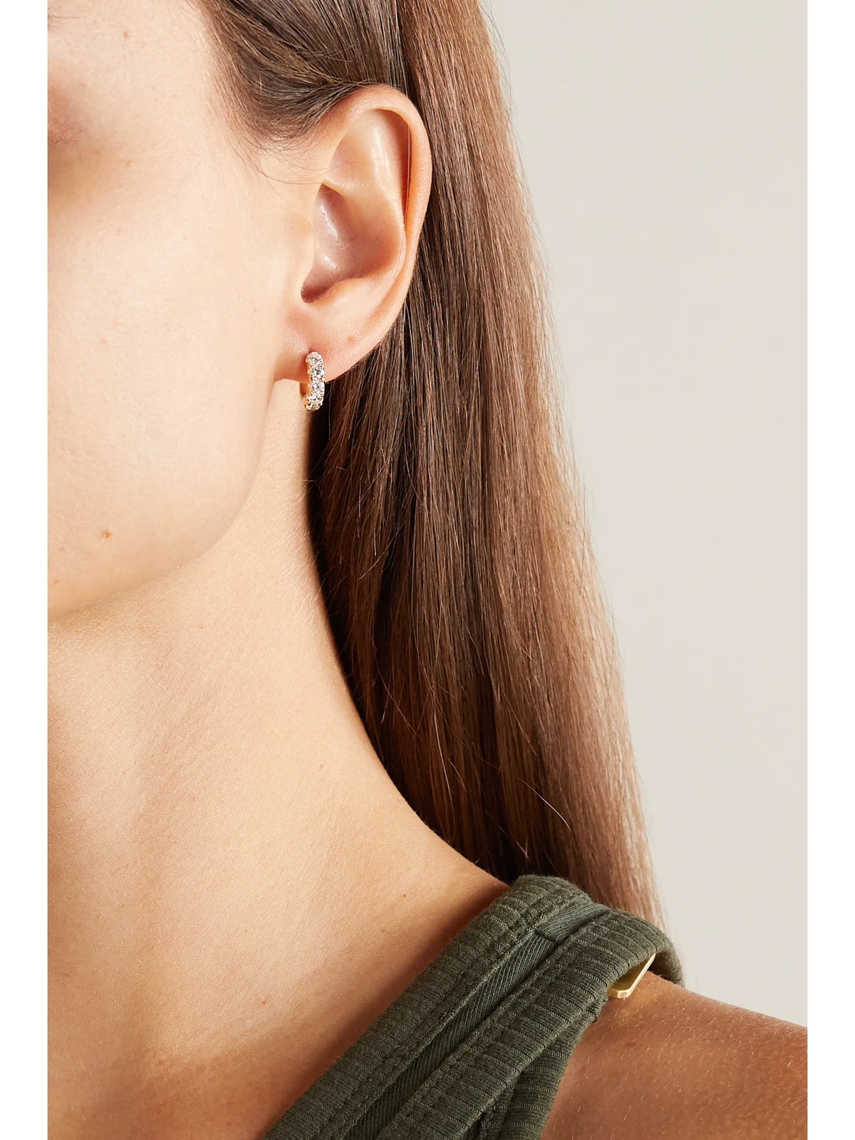 Image of Earrings. Product name - Super Duper 14-karat Gold Diamond Hoop Earrings in Multi colour by brand - Roxanne First