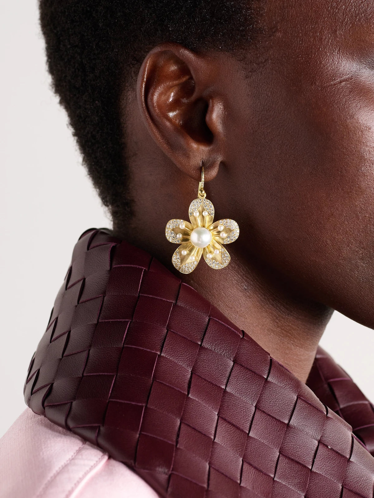 Image of Earrings. Product name - Blossom 18-karat Gold, Pearl And Diamond Earrings in Multi colour by brand - Irene Neuwirth