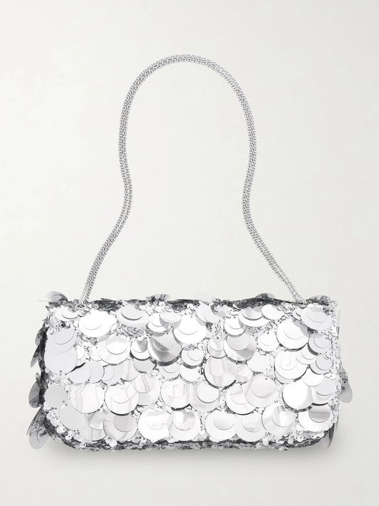 Sequined Metallic Leather Shoulder Bag