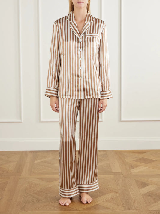 Olivia von Halle Lila Striped Silk-satin Pajama