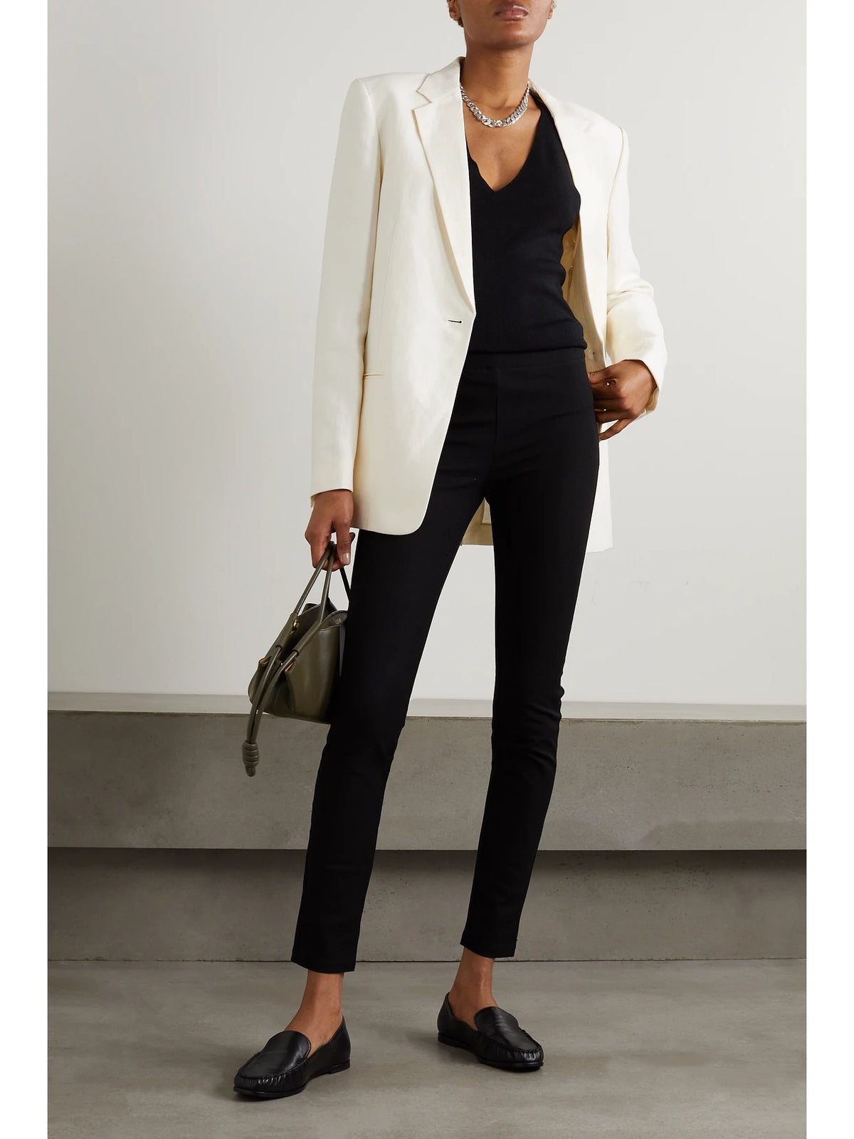 Image of Sleepwear & Loungewear. Product name - Stretch-garbardine Leggings in Black colour by brand - Joseph