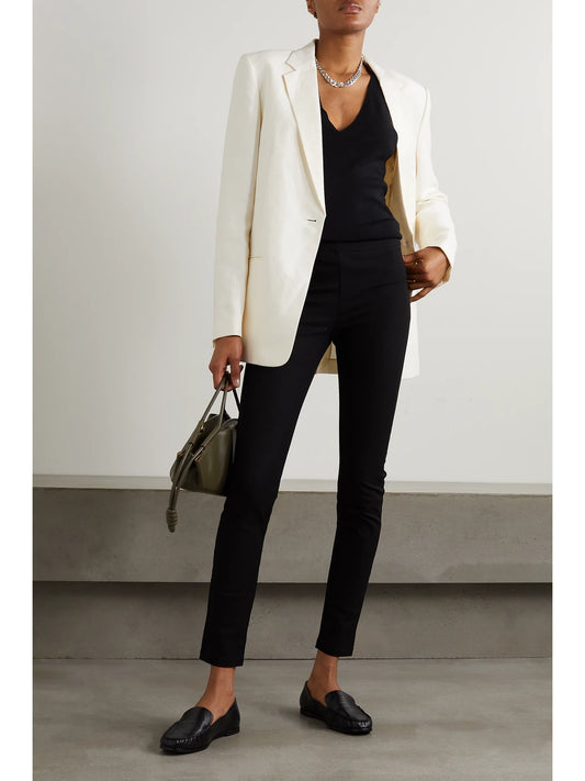 Image of Sleepwear & Loungewear. Product name - Stretch-garbardine Leggings in Black colour by brand - Joseph