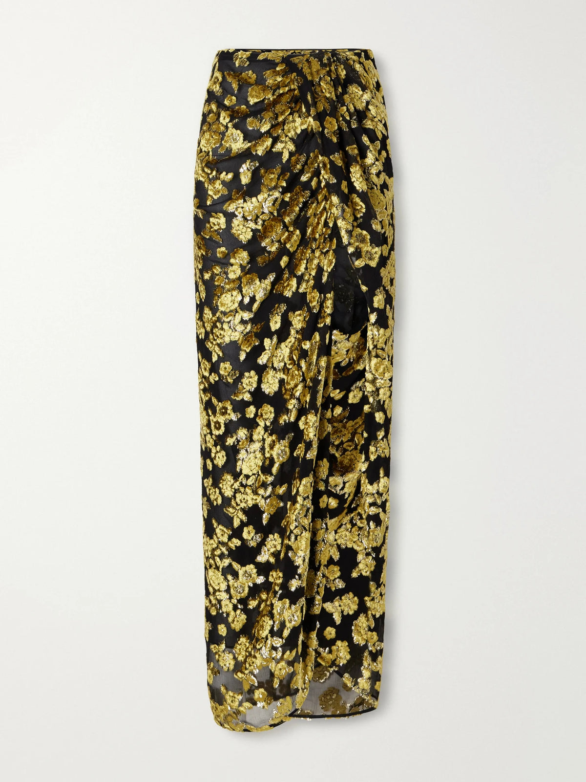Balmain Draped Devoré-velvet Maxi Skirt