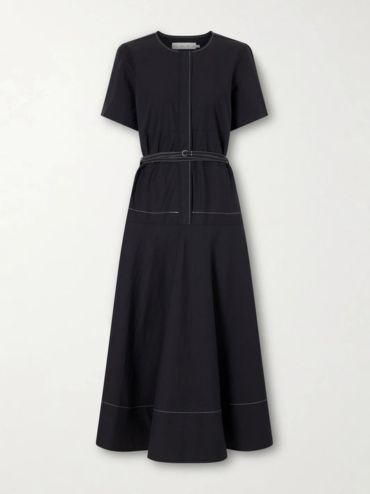 Image of Dresses. Product name - Elizabeth Belted Poplin Maxi Dress in Black colour by brand - Proenza Schouler White Label