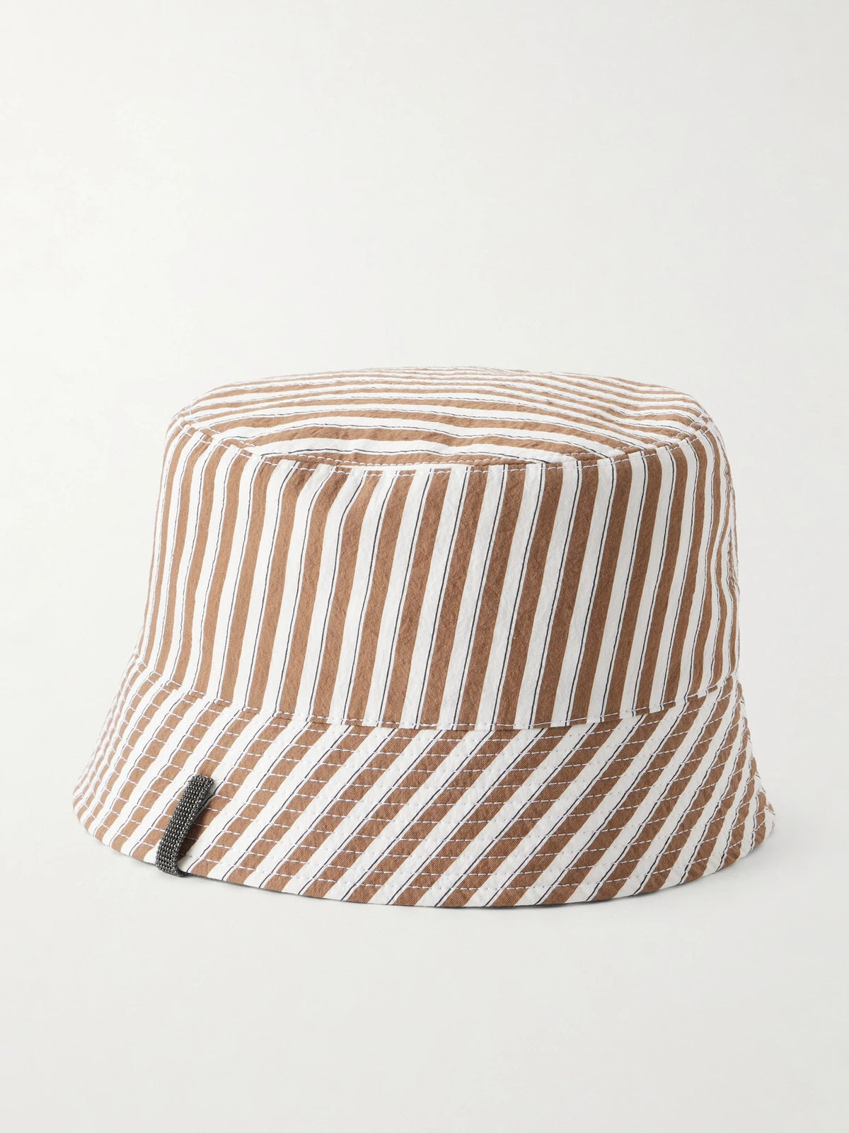Brunello Cucinelli Monili-embellished Striped Cotton-blend Twill Bucket Hat