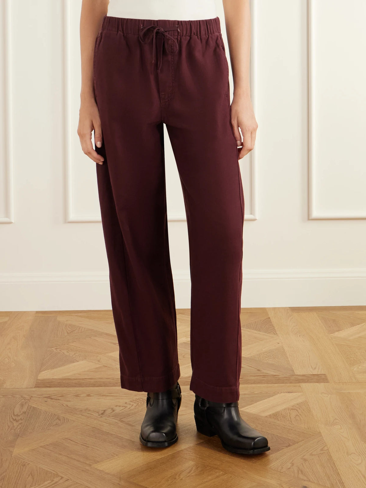 Mother The Drawn Full Pipe Flood Cotton-twill Wide-leg Pants