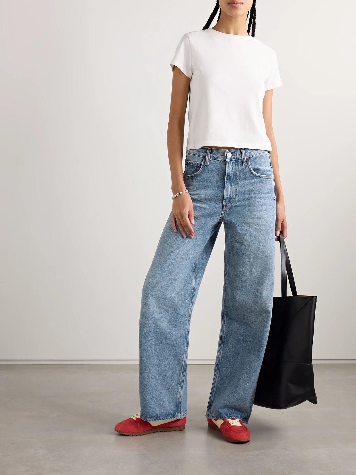 Image of Jeans. Product name - Low Curve Mid-rise Straight-leg Jeans in Mid denim colour by brand - AGOLDE