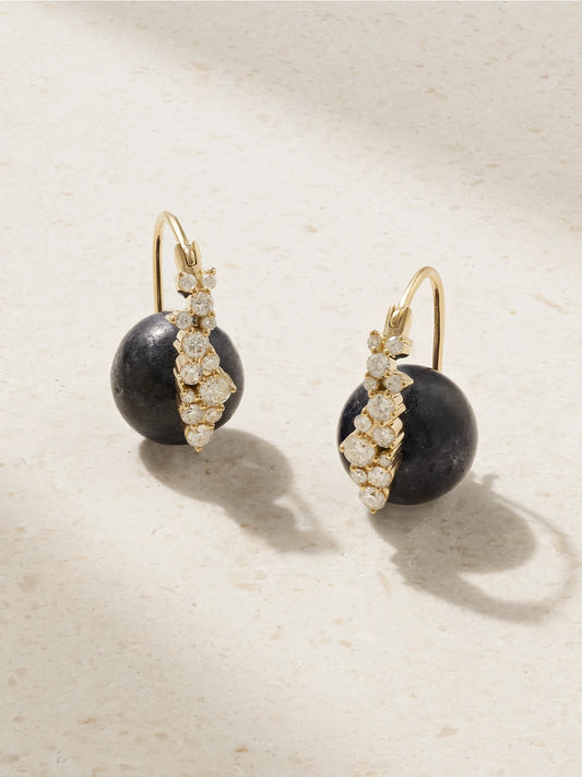 Cocktail 14-karat Gold, Sapphire And Diamond Earrings